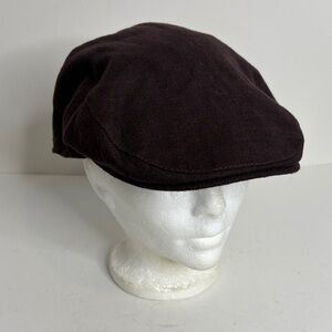 Gottmann Flat Cap Mens 61 XL Brown Purple Linen Woven Hat Summer Casual Travel